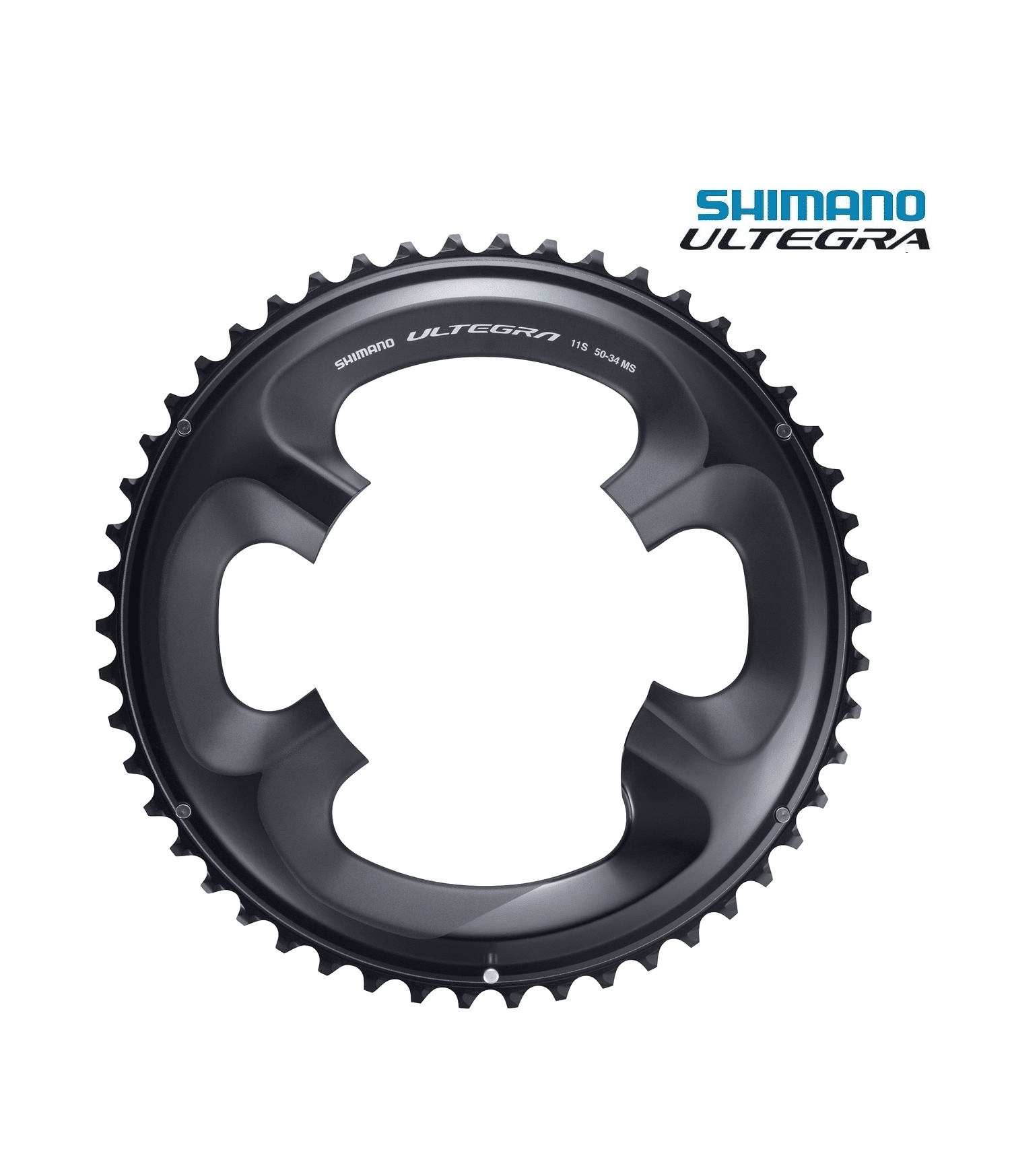 drev-shimano-ultegra-fc-r8000-yttre.png En detaljerad närbild av ett mörkgrått Shimano Ultegra FC-R8000 framdrev för cyklar. Ljuset framhäver den precisa konstruktionen och de distinkta Ultegra-logotyperna, vilket skapar en professionell och högteknologisk atmosfär.