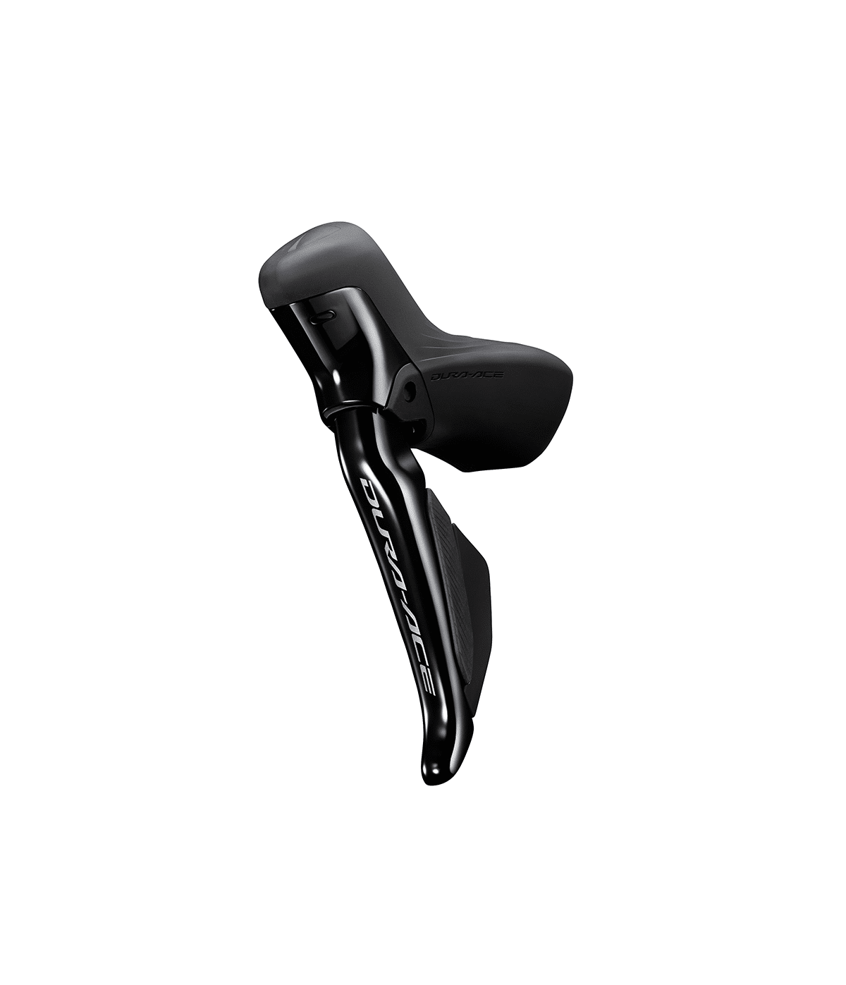 dura-ace-bromshandat-di2.png Shimano Dura Ace Di2 ST-R9270 STI-reglage i svart, fram/bak, för 2x12 växlar. Detaljrik bild i bra ljus, som framhäver konstruktion och märke.