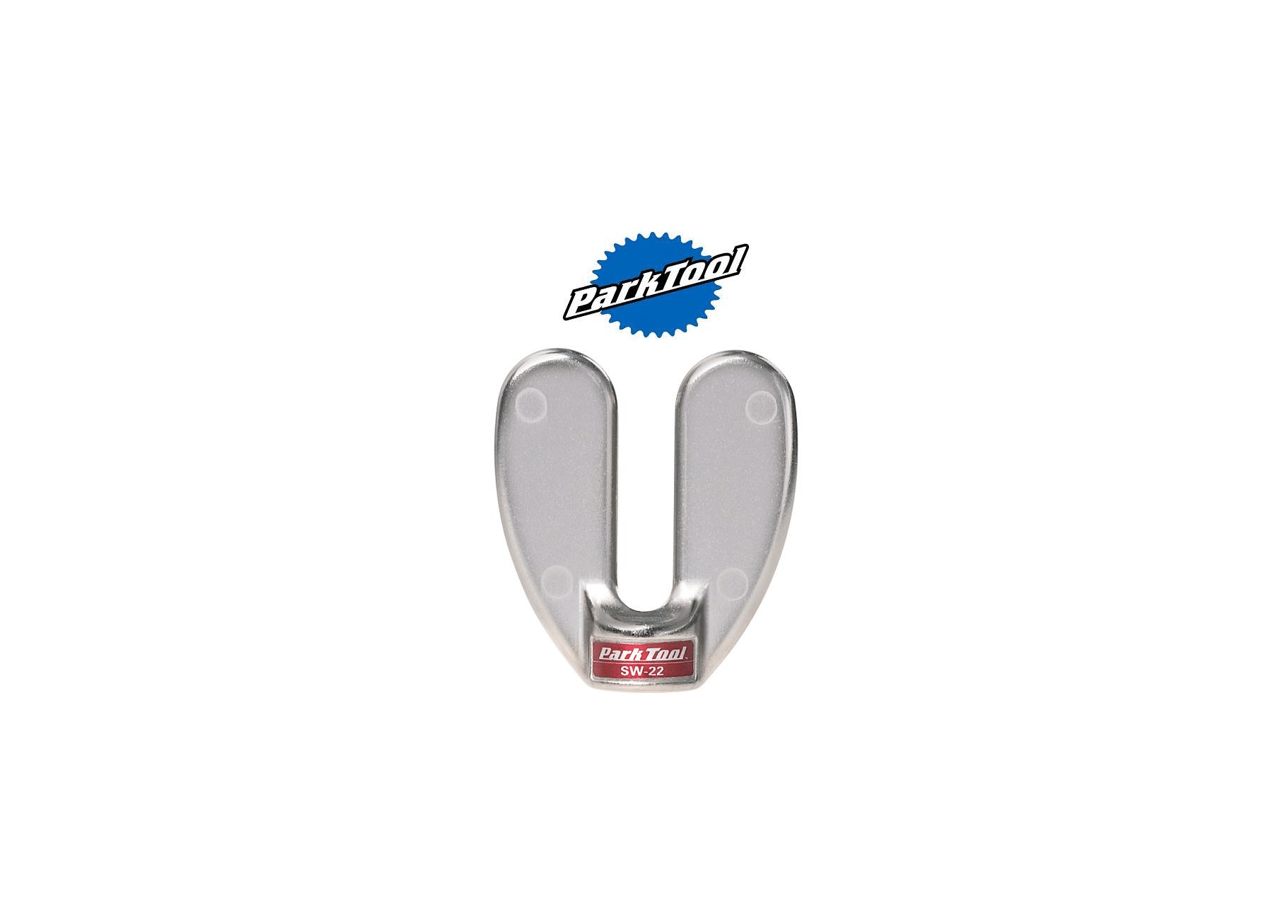ekernyckel-pt.png Silverfärgad Park Tool SW-22 ekernyckel mot en ren vit bakgrund. Stark belysning framhäver detaljerna och den släta ytan, vilket ger en professionell och detaljerad produktbild.