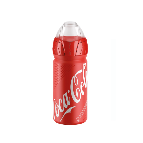 Flaska Elite Ombra Coca-Cola 550 ml är en röd vattenflaska utformad som en Coca-Cola-burk, med en vit Coca-Cola-logotyp och ett transparent kupollock, mot en vit bakgrund.
