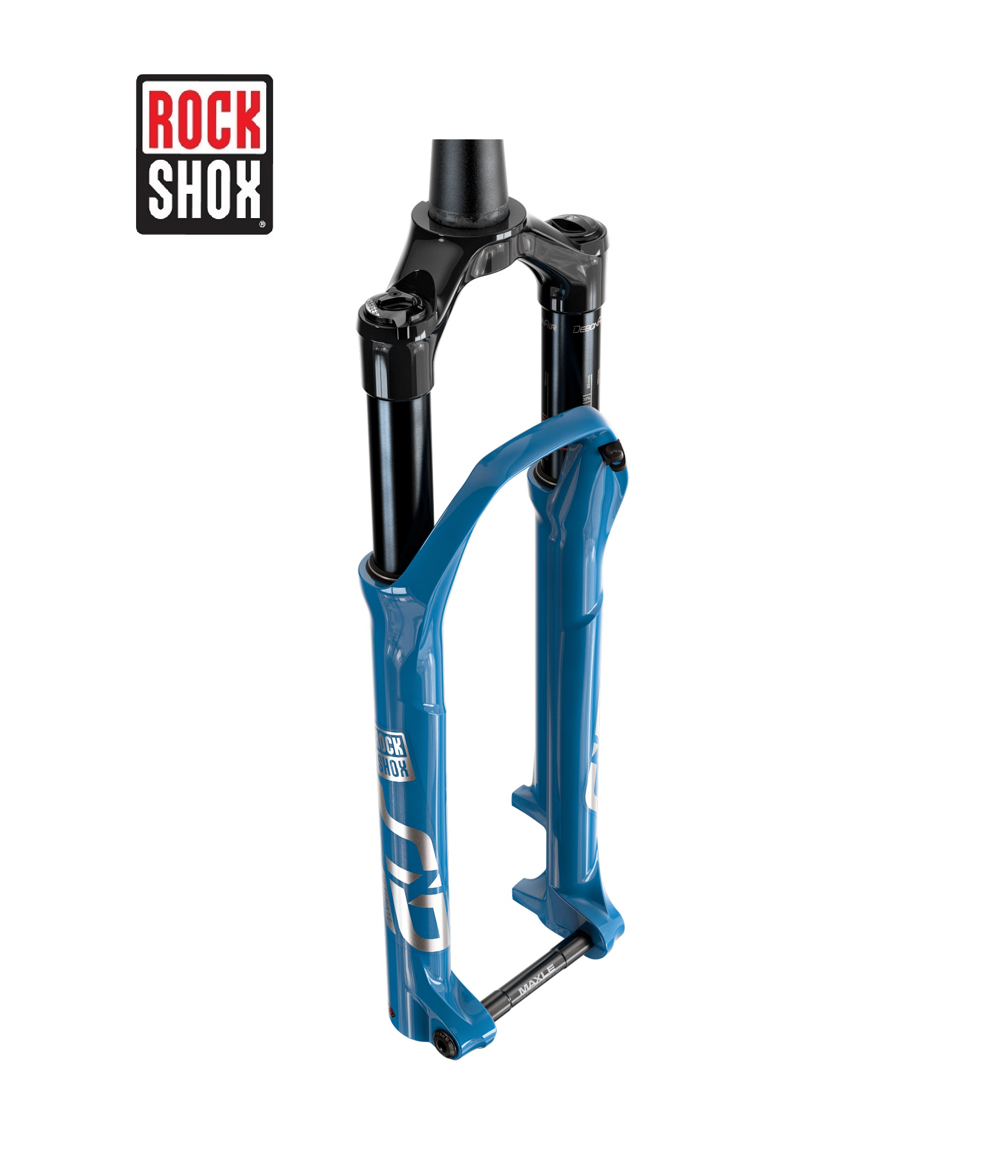 framgaffel-rockshox-sid-ultimate-rlc-29-tapered-boost-blue.png Blå RockShox SID Ultimate RLC 29 framgaffel. Professionell produktbild i studiobelysning mot vit bakgrund. Detaljerade texturer och släta ytor framhävs i ljuset.