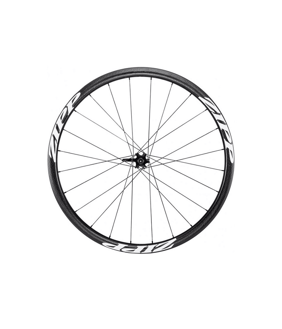 framhjul-zipp-202-firecrest-disc-vit-1.png Ett bakhjul från Zipp 202 Firecrest Disc i studioljus, med fokus på fälgens textur och ekrarnas fina linjer mot den vita bakgrunden. Hjulet är i fokus, skarpt och detaljerat.