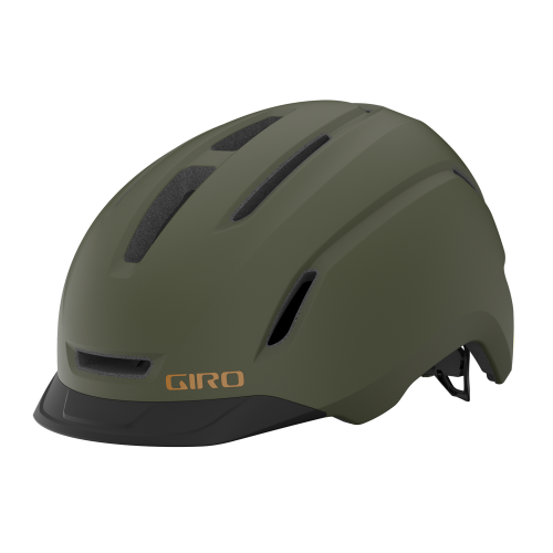 Grön Giro Caden Mips II cykelhjälm i studioljus, som framhäver detaljerna i ventilationshålen och den matta finishen. En säker och stilren hjälm för stadscyklisten.