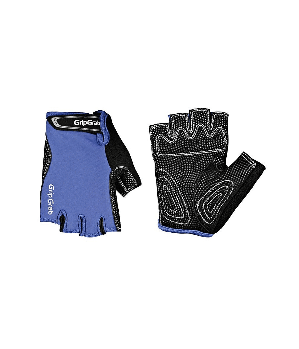gripgrab-x-trainer-junior.png GripGrab X-Trainer Junior fingerlösa cykelhandskar i blått eller svart. Den ena handsken visar baksidan med en "GripGrab"-logotyp, medan den andra visar handflatan med texturerat grepp och stoppning.