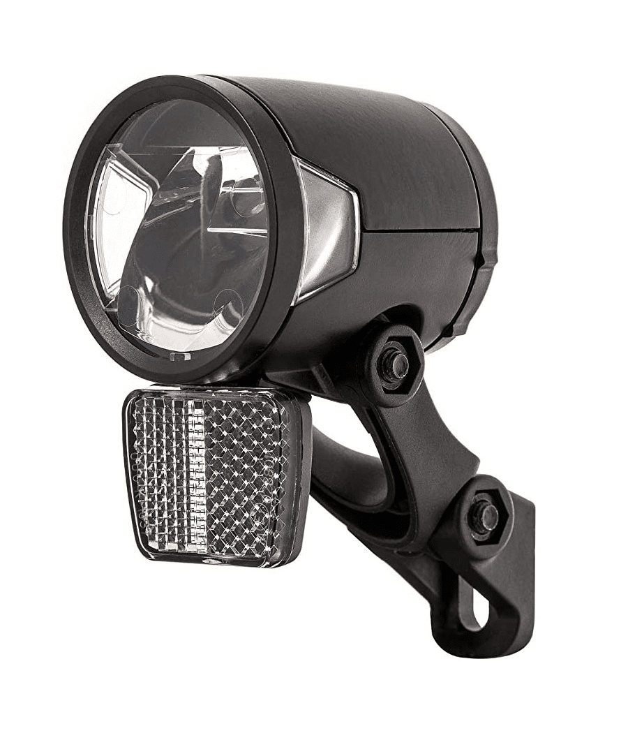 hermans.h-black.mr8_.png Framlampa Herrmans H-Black MR8 är en svart dynamodriven cykelstrålkastare med klar lins, integrerad rektangulär reflektor och fäste som fästs med två bultar, som ger 180 lumen.