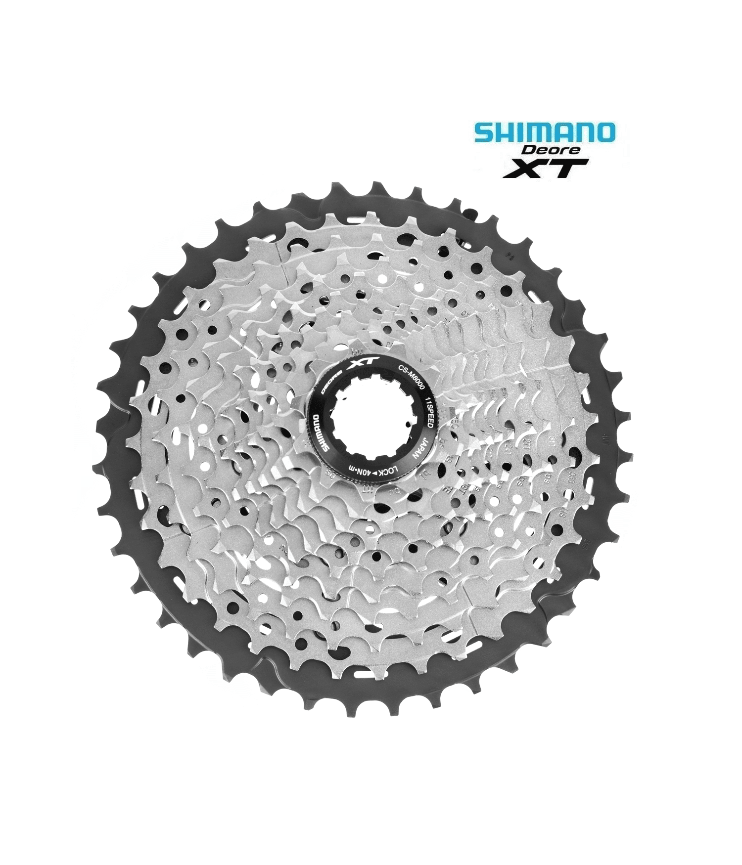 kassett-shimano-xt-cs-m8000.png Detaljerad bild av en Shimano XT CS-M8000 kassett