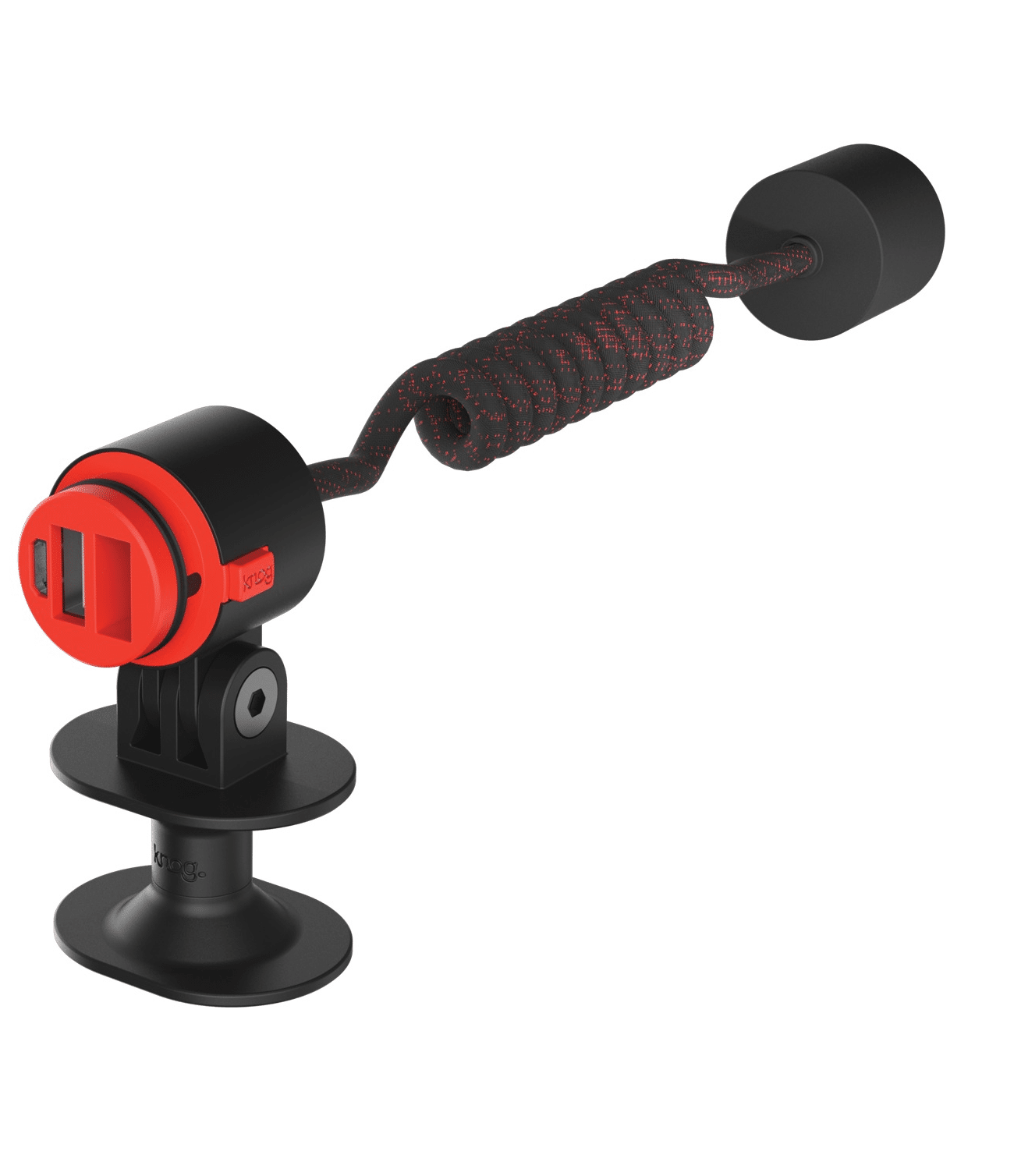 knog.pwr_.hjalmfaste.png Knog PWR hjälmfäste med förlängningskabel svart har en flexibel, flätad kabel med en svart monteringsbas och sugkopp för säker fastsättning.