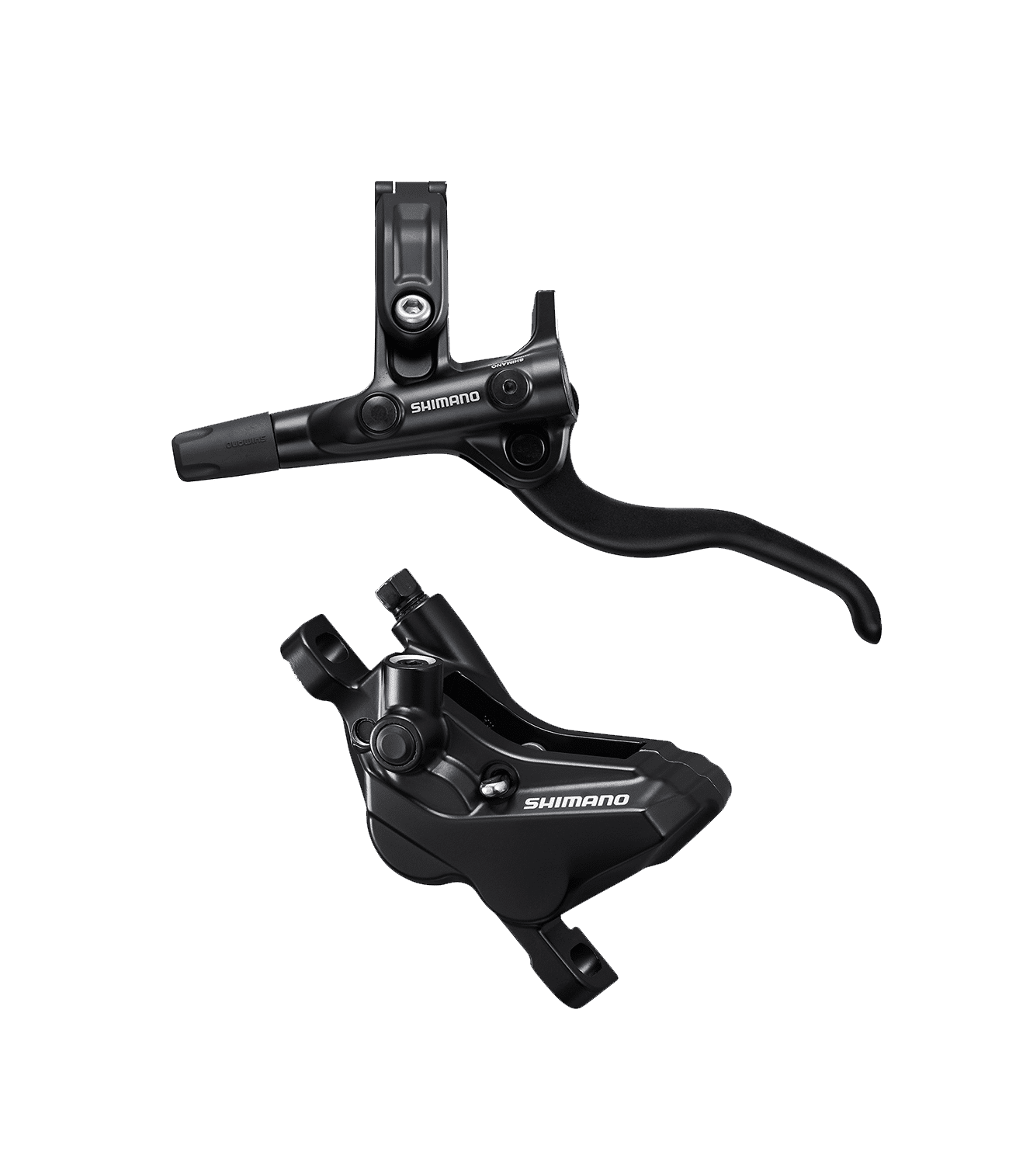 mt420-skivbromsset-1.png Detaljerad bild av ett svart Shimano BL-MT420 skivbromsset för fram och bak. Komponenterna visas mot en vit bakgrund med jämn och studioliknande belysning.