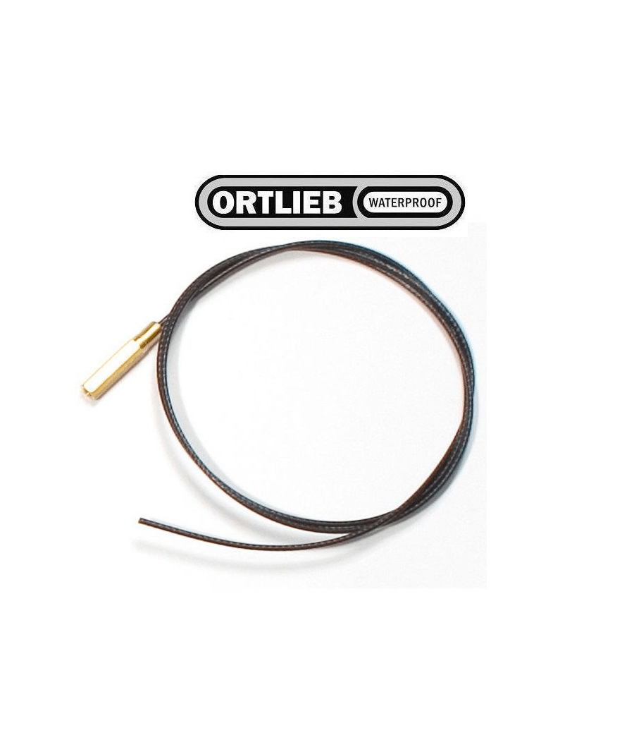 ortlieb.mounting.cable_.png Ortliebs monteringskabel för Ultimate4-6 (105 cm) är upprullad i en cirkel och visas under Ortliebs Waterproof-logotyp på en vit bakgrund.