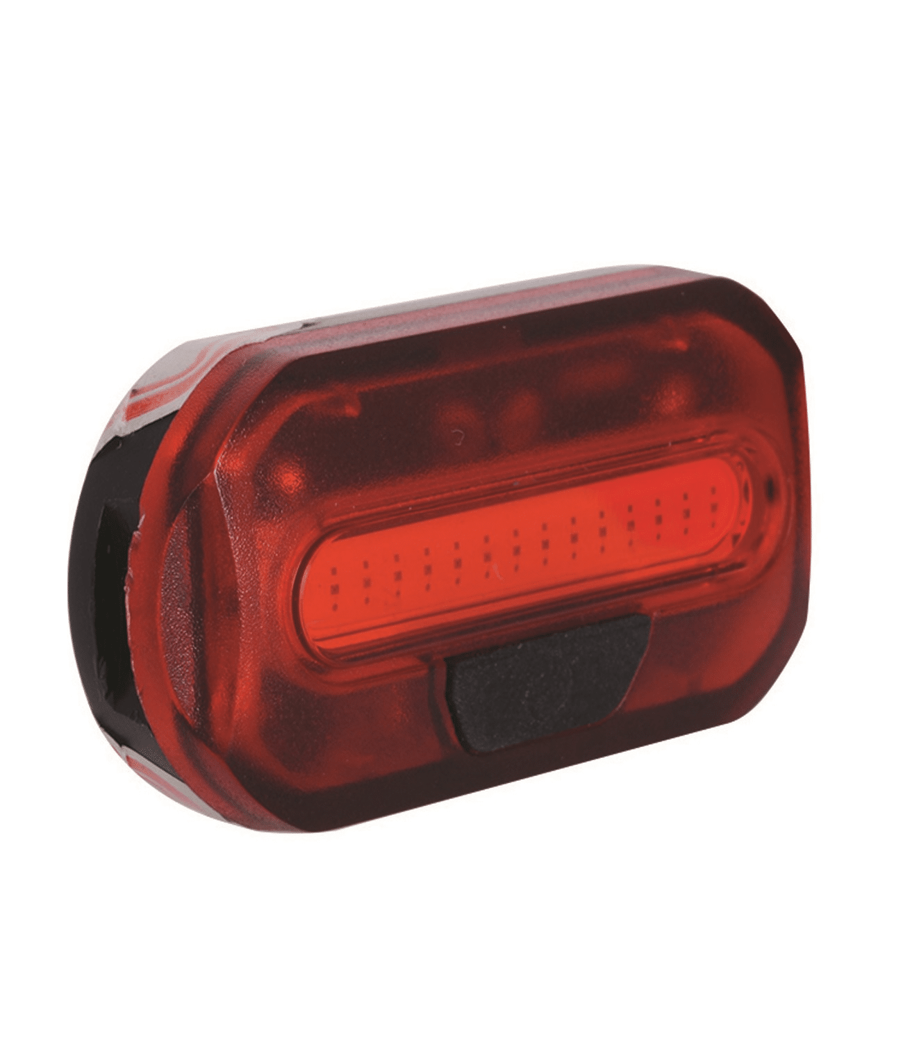 oxc.bright.torch_.bak_.png Baklampa OXC Bright Torch är en kompakt rektangulär röd baklykta för cyklar med en svart frontknapp och ett genomskinligt rött hölje.