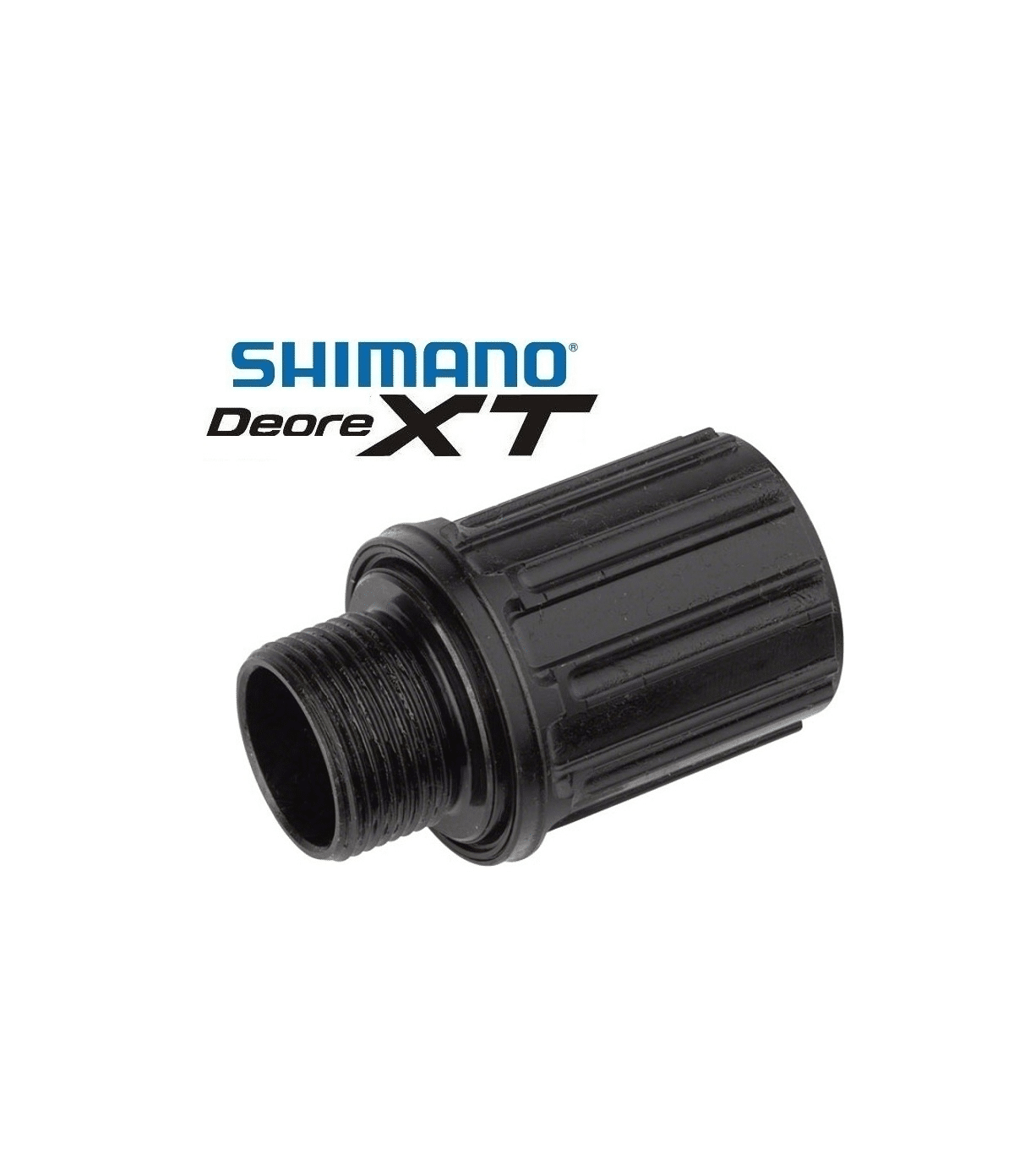 shimano-deore-xt-body-1.png Detaljerad bild av en svart Shimano Deore XT/Saint FH-M820/788 frihjulsbody. Produkten är avbildad i ett studioljus, vilket framhäver detaljerna och den släta ytan.