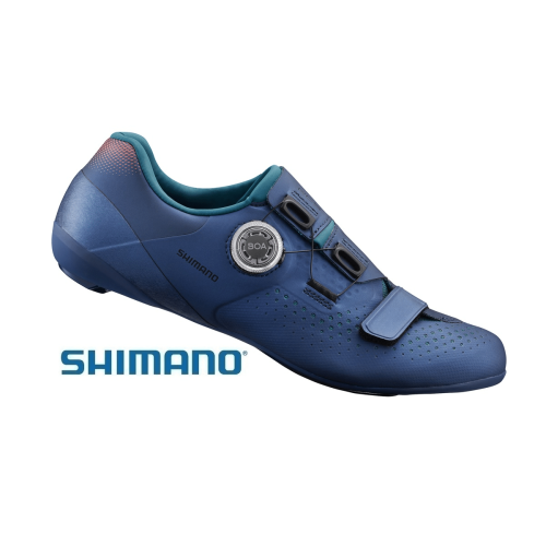 Racer-sko Shimano SH-RC500 Dam i blått visas med en BOA urtavla
