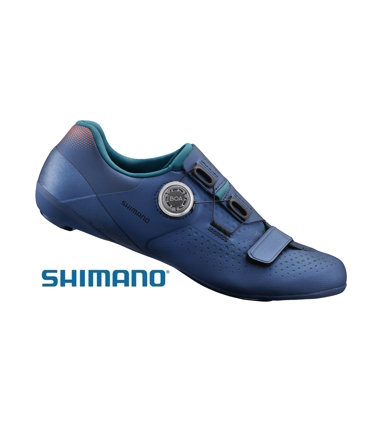 shimano.rc500.marinbla.dam_.png Racer-sko Shimano SH-RC500 Dam i blått visas med en BOA urtavla