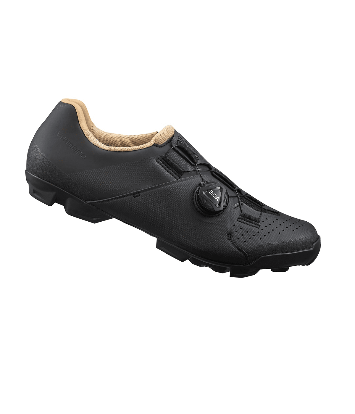 shimano.xc3_.svart_.png Shimano XC3 Dam MTB-skon i svart har ett brunt innerfoder