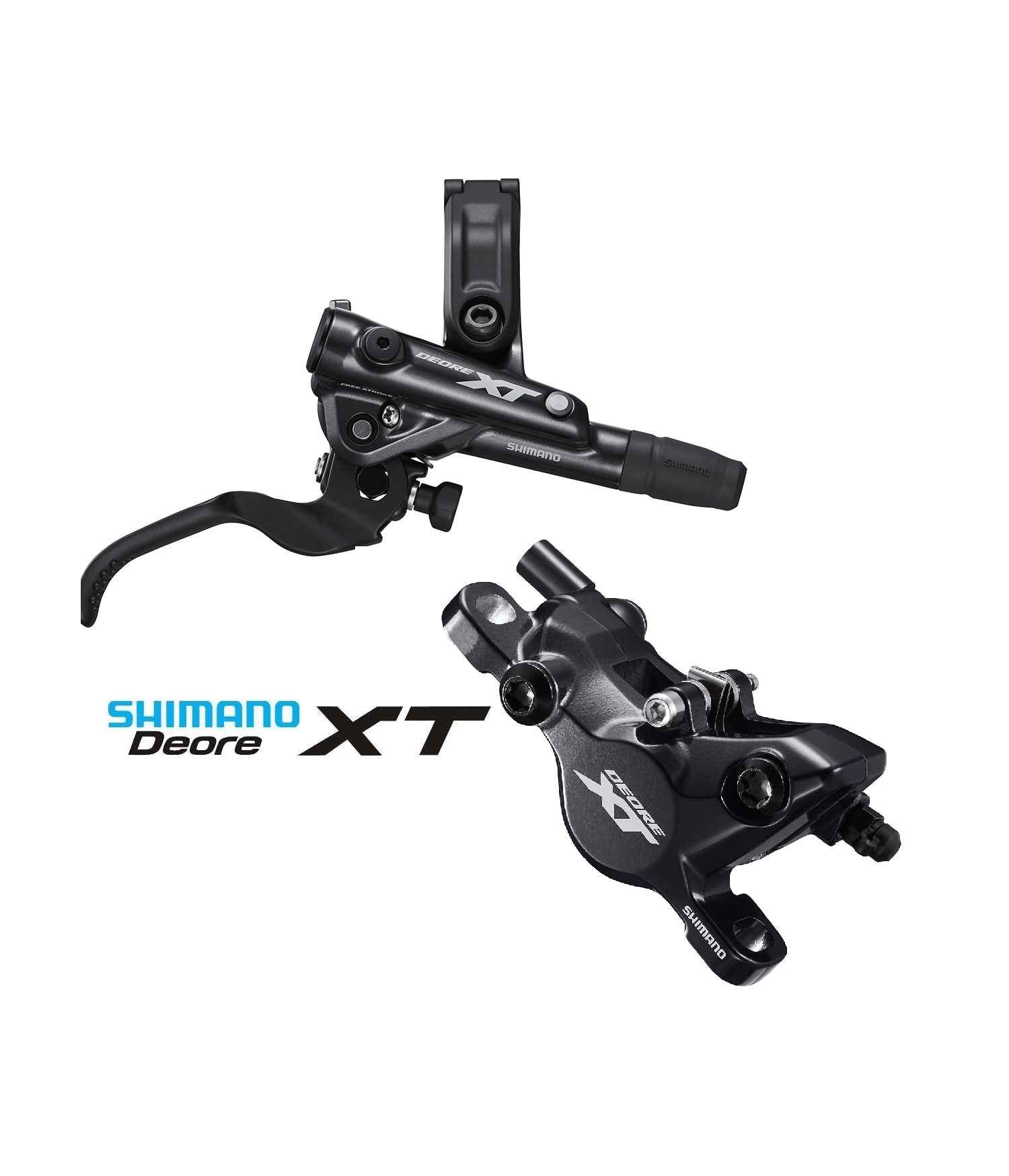 skivbromsset-shimano-xt-m8100.png Detaljerad bild av ett Shimano XT M8100 skivbromsset fram och bak