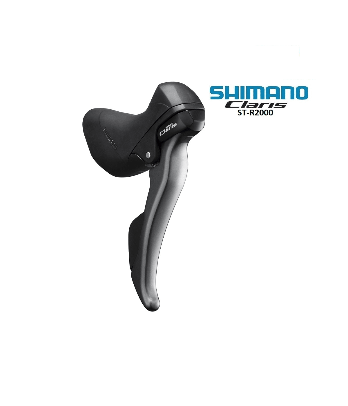 sti-reglage-shimano-claris-st-r2000.png Växelreglage Shimano Claris ST-R2000, 2x8s, i detalj. Professionell produktbild med hög upplösning och neutral bakgrund. Fokus på växelsystemets design och funktion.