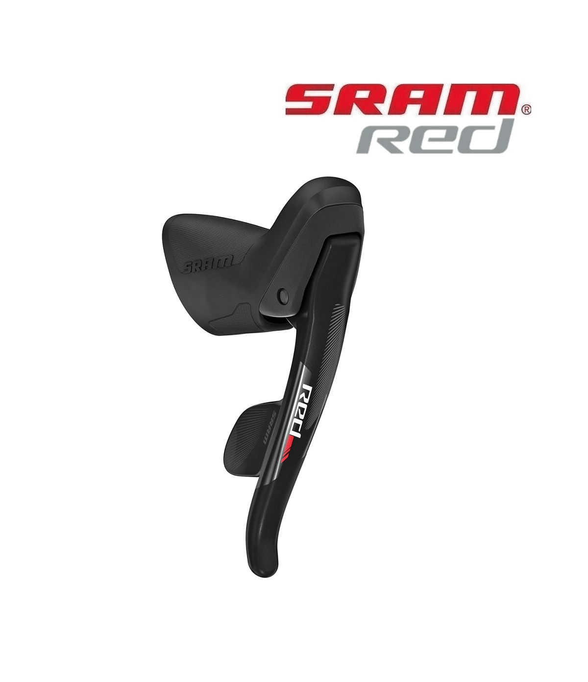 sti-reglage-sram-red-2x11-vxl.png SRAM Red 2x11-växlad STI-reglage visas mot en vit bakgrund. Detaljerad bild som framhäver reglagets design och finish, med SRAM Red-logotypen tydligt synlig.