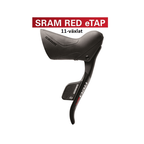 Närbild av ett svart växelreglage Sram Red Etap