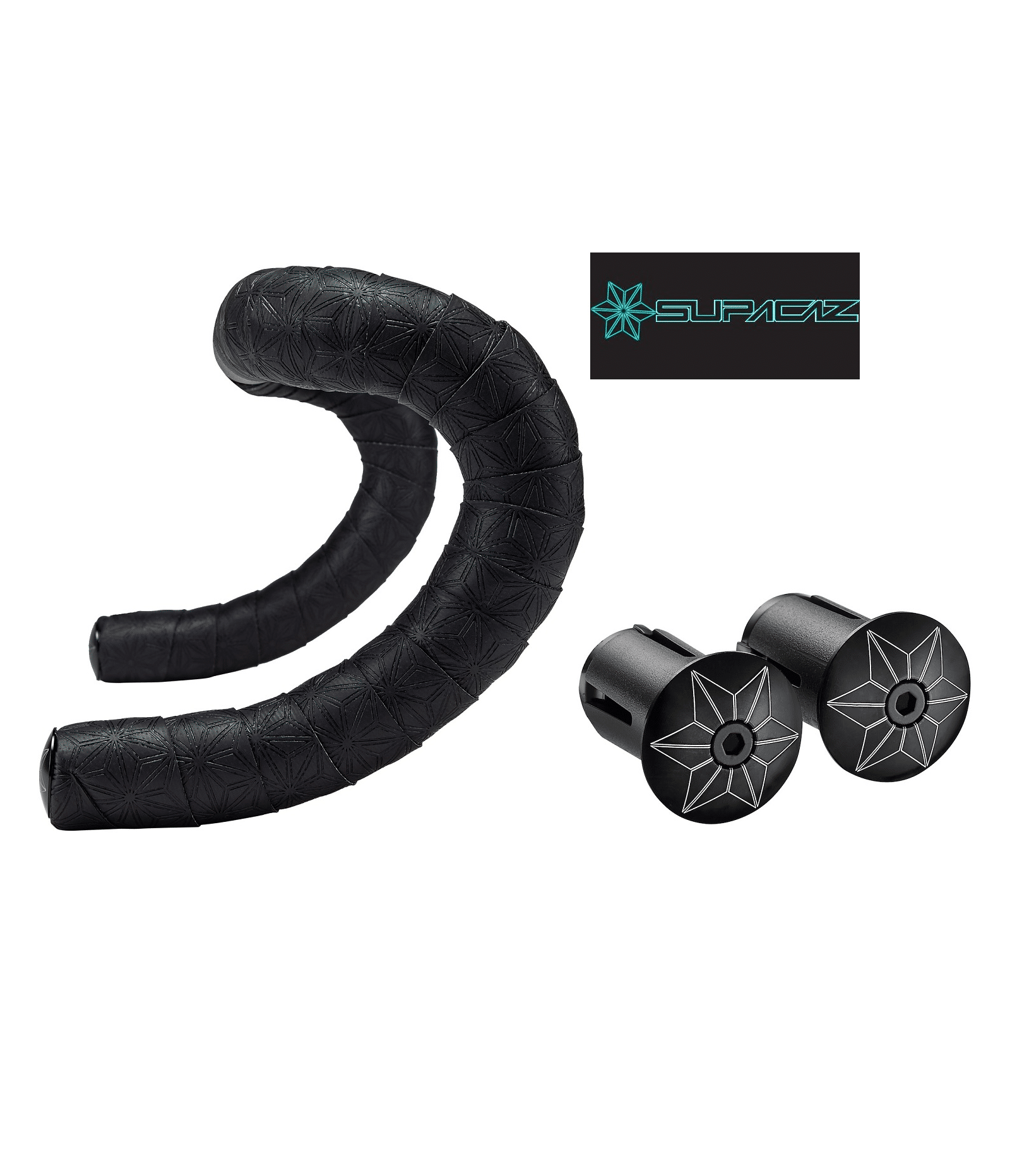 styrlinda-supacaz-super-sticky-kush-klassik-svart.png Svarta cykelstyren lindade med Supacaz Super Sticky Kush Classic styrlinda. Lindan har ett mönster av stjärnor och kommer med matchande styrändar med stjärndesign. Starkt ljus framhäver detaljerna.