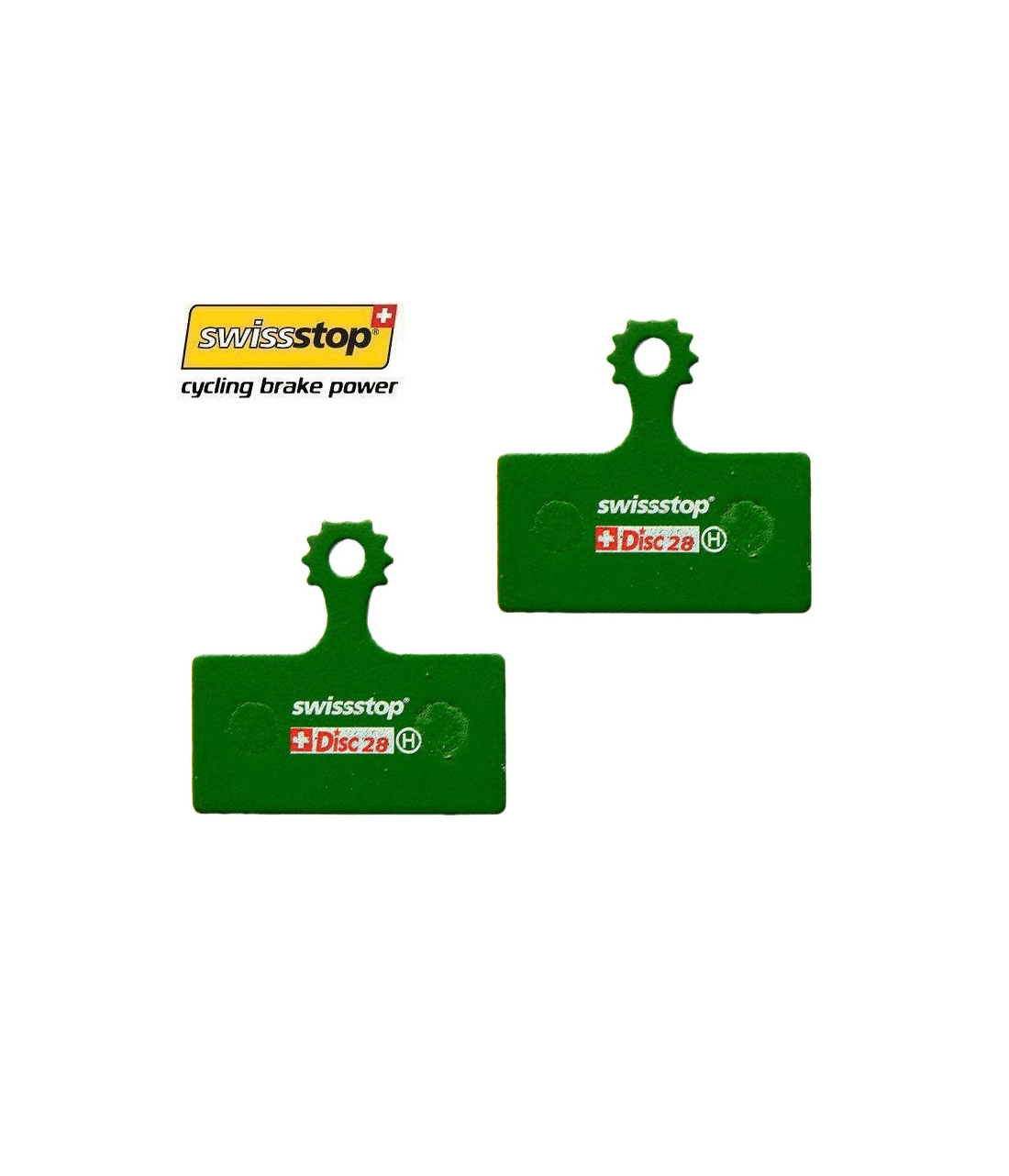 swissstop-disc-28-organic.png Två Swissstop Disc 28 organiska skivbromsbelägg i grön färg mot en vit bakgrund. Bra skärpa och detaljrikedom framhäver produktens egenskaper.
