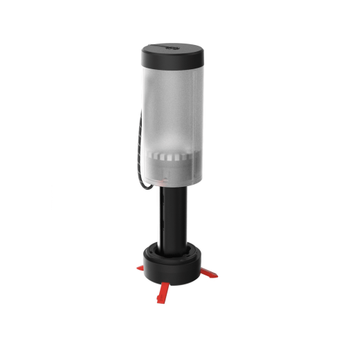 Tältlampa Knog PWR 300 Lumen är en cylindrisk svart och transparent campinglykta med frostad skärm