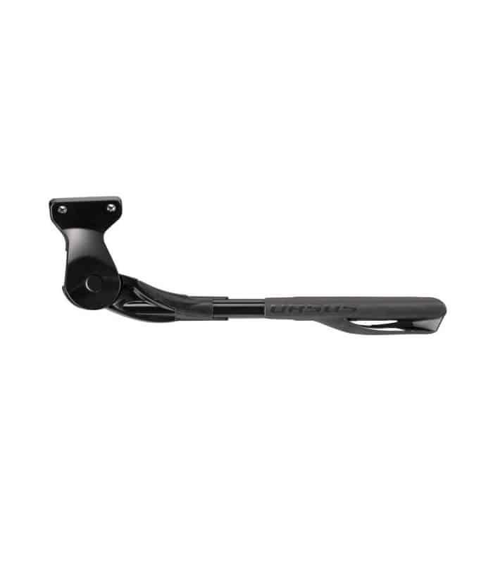 ursus-cykelstall-wave-kedjestag-justerbar-40mm-svart.jpg Ett justerbart cykelstöd från Ursus R81 Wave K40 mm i aluminium, avsett för 24-28 tums cyklar. Stödet är svart och fotograferat i en studio med skarpt ljus mot en vit bakgrund.