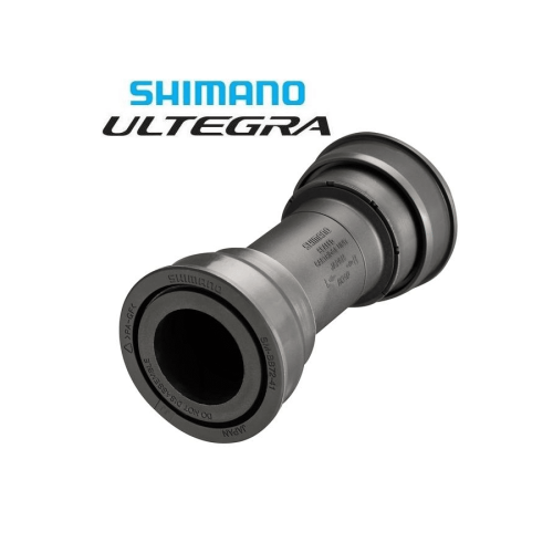 Detaljerat foto av ett Shimano Ultegra SM-BB72 PressFit vevlager, 41 x 86,5 mm. Produktens textur och form framhävs av ljuset, vilket ger en klar bild för produktsidan.