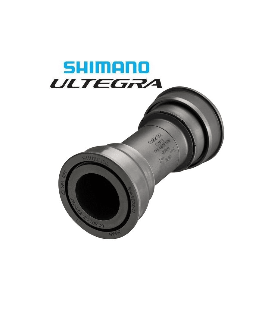 vevlager-shimano-ultegra-sm-bb72-pressfit.png Detaljerat foto av ett Shimano Ultegra SM-BB72 PressFit vevlager, 41 x 86,5 mm. Produktens textur och form framhävs av ljuset, vilket ger en klar bild för produktsidan.