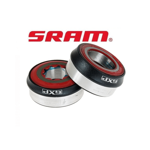 Två SRAM GXP Press-Fit vevlager för Specialized med en bredd på 84,5 mm och en axelstorlek på 22/24 mm, presenterade i en studieatmosfär med skarpa detaljer och jämn belysning.