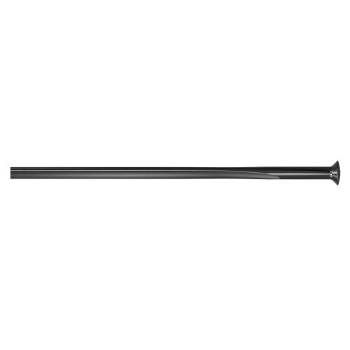 En svart DT Swiss Straight Pull Aerolite eker detaljrikt avbildad mot en vit bakgrund. Fokus ligger på den aerodynamiska formen och det polerade utförandet, vilket ger en känsla av precision.