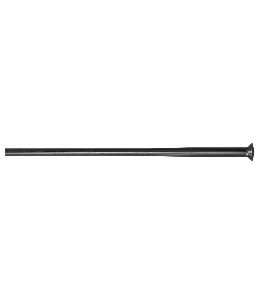 Eker-DT-competition-SP-Svart.jpg En detaljrik bild av en svart DT Swiss Competition Straight Pull-eker. Jämnt ljus framhäver den släta ytan och den distinkta formen på ekern som är avsedd för hjulbyggen.