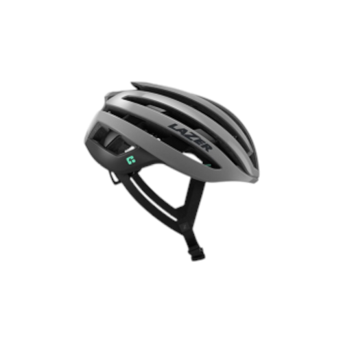Grå cykelhjälm Lazer Z1 KinetiCore för racer, skydd och komfort.