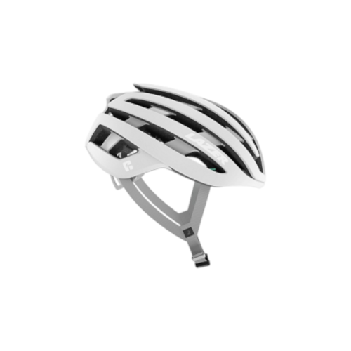 Vit cykelhjälm, Lazer Z1 KinetiCore, för tävlingar och snabba träningspass.