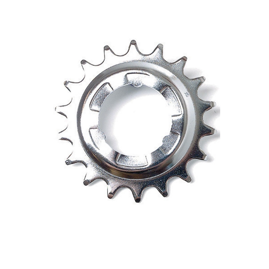 Drev Shimano Nexus 16-23T Silver Silverfärgat Shimano Nexus SM-Gear bakdrev, framträdande i stark belysning. Detaljerade tänder och en robust konstruktion syns tydligt mot den vita bakgrunden.