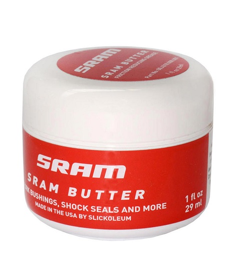 Sram-Butter Vit burk med röd etikett "SRAM Butter"