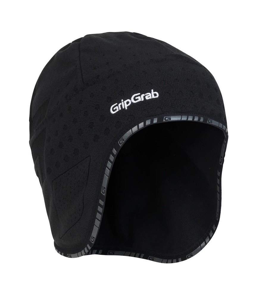 aviator En svart GripGrab Aviator hjälmmössa framifrån, med tydlig logotyp och vindskyddande design, fotograferad i studioljus. Materialet har en subtil textur och reflekterande detaljer.