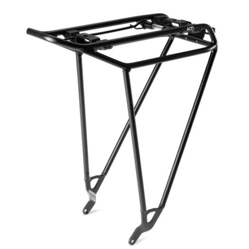 En svart ACID Carrier SIC 28" Rilink pakethållare i aluminium. Den står mot en vit bakgrund och belysningen framhäver materialets detaljer och robusta konstruktion.