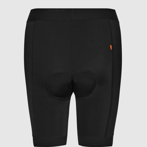 Svarta Gripgrab RIDE vadderade underbyxor för dam, bakifrån, med Gripgrab-logotyp.
