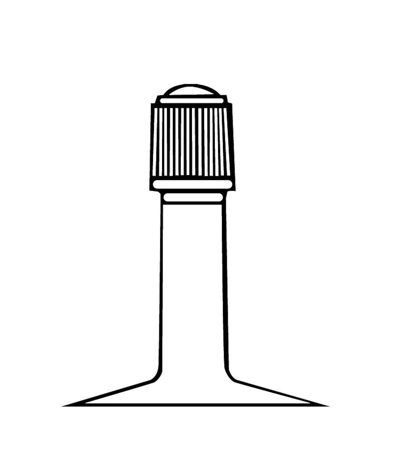 Spectra-Schrade-slang Detaljerad linjeteckning av en Schrader (Bil) ventil, visar cylindrisk kropp med räfflad topp, typisk för cykeldäck. Grafisk illustration med tydliga linjer mot en vit bakgrund.