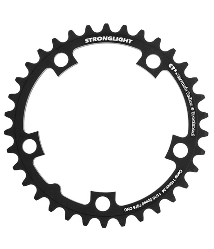 Stronglight-110-34-svart Stronglight CT2 110 mm framdrev för Shimano, 10/11-växlat, 34-tandat.