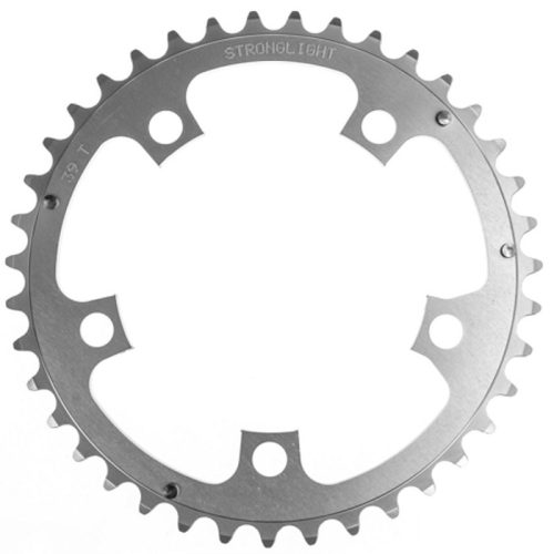 Stronglight 110mm framdrev, 39 tänder, silverfärgat, för Shimano 9/10-växlat.