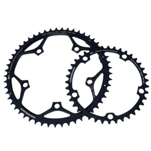 Två svarta Stronglight CT2 framdrev för Campagnolo Athena 11-vxl, 53T och 39T.