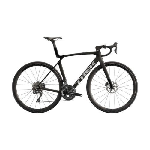 Svart Racer Trek Madone SL 6 Gen 8 landsvägscykel med 105 Di2.