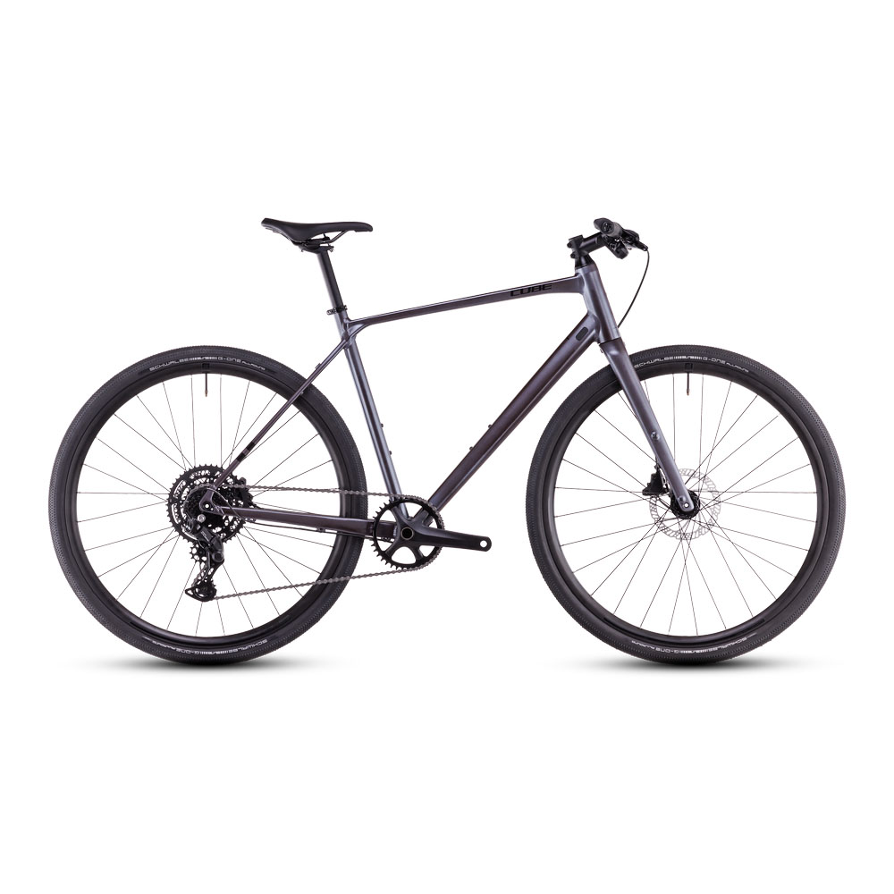 856100_F1_00 Grå Cube Nulane ONE herrcykel, 1x9s, perfekt för sport och gravel.