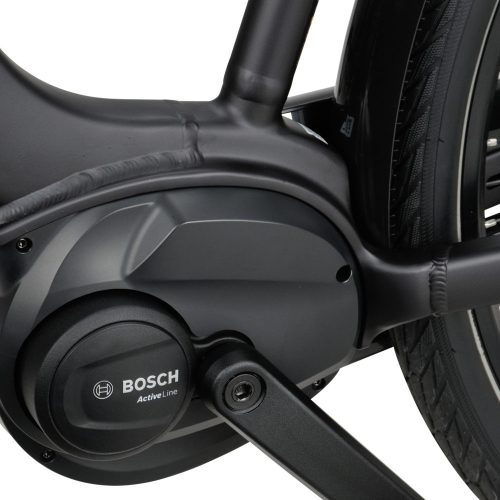 Batavus Altura E-Go Bosch elcykel med mittmotor, grå färg och sju växlar.