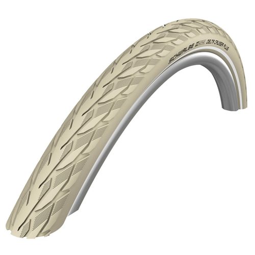 Schwalbe Delta Cruiser standarddäck, 40-635 mm, creme med reflexband.