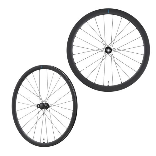 Shimano 105 WH-RS710-C46 kolfiberhjul för skivbroms, fram och bak.