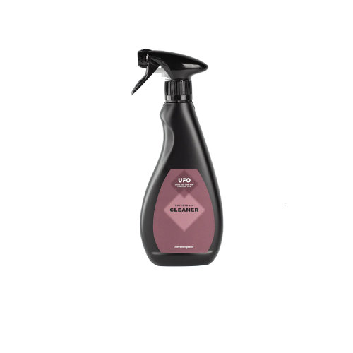 Ceramicspeed UFO Drivetrain Cleaner avfettning i en svart sprayflaska.