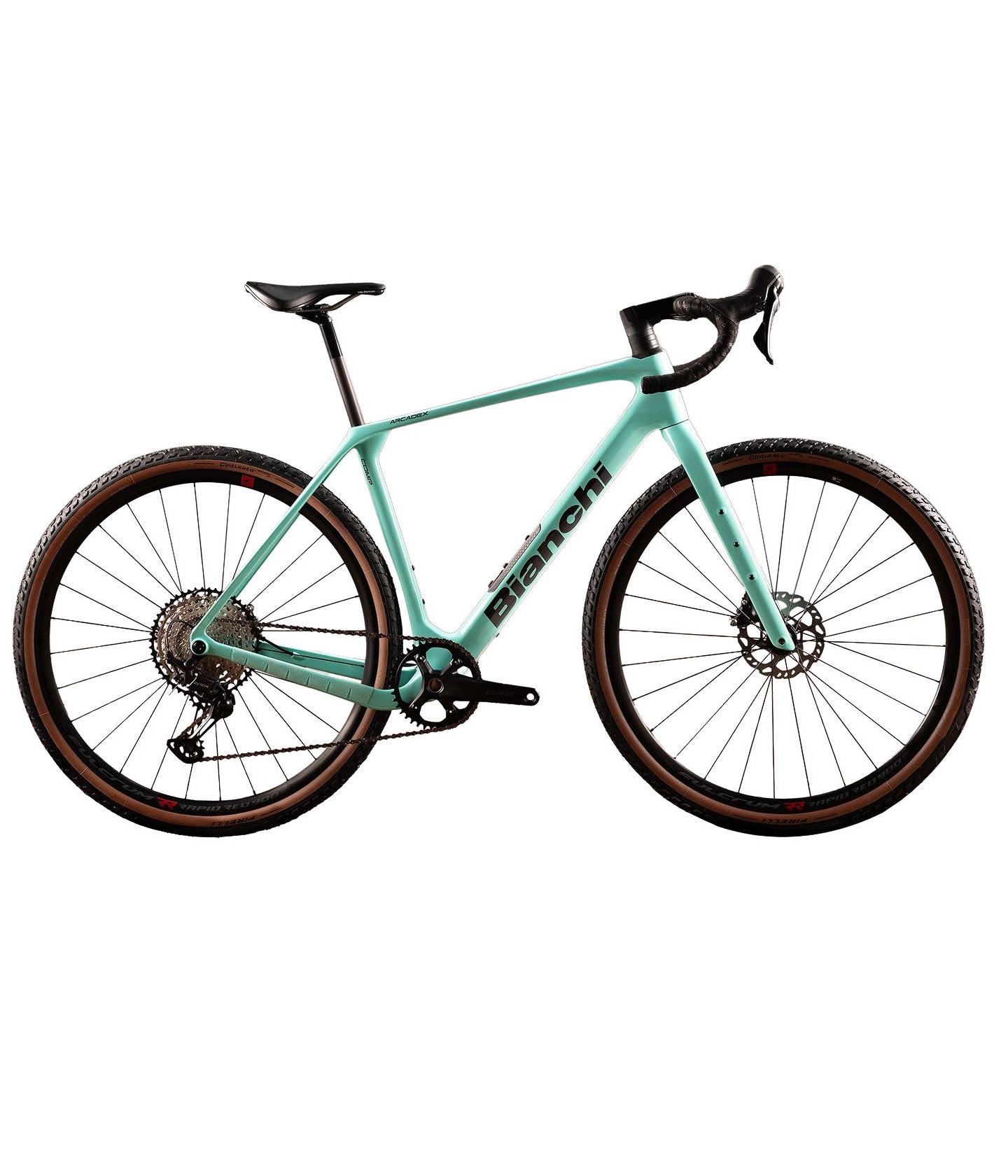 Bianchi-Arcadex-celeste-GRX Bianchi Arcadex Comp Carbon GRX gravelcykel i Celeste färg, 1x12 växlar.