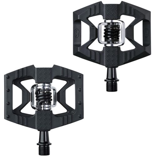 Crankbrothers Double Shot 1-pedaler, robusta och prestandainriktade hybridpedaler för mountainbikecykling.